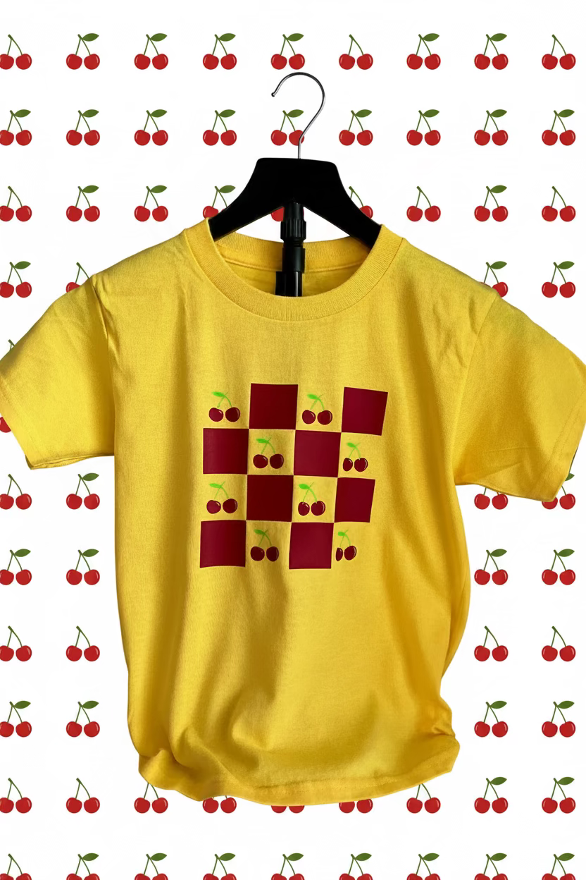 Checkered cherries youth shirt