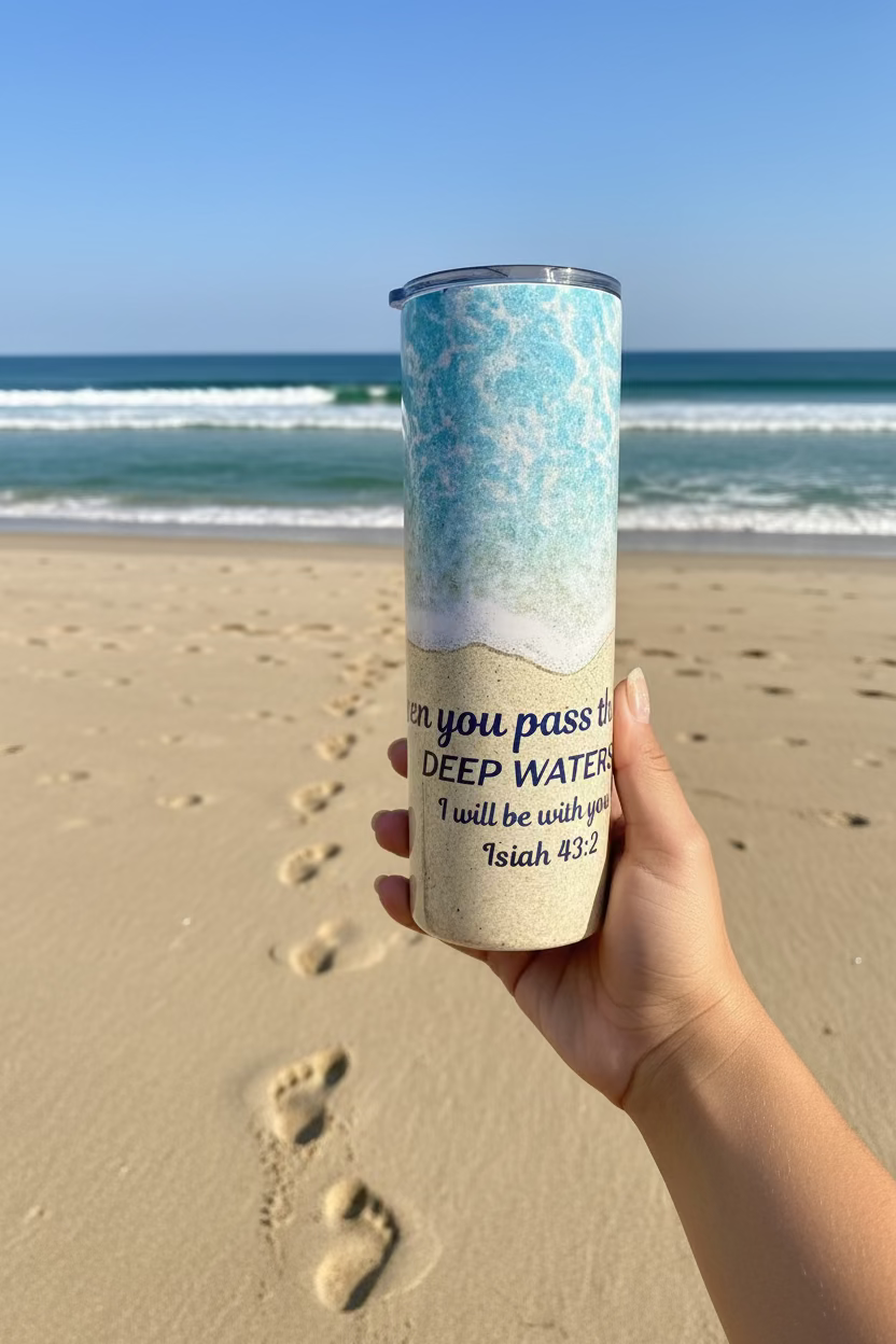 When you pass through deep waters. Bible verse. 20 oz Tumbler