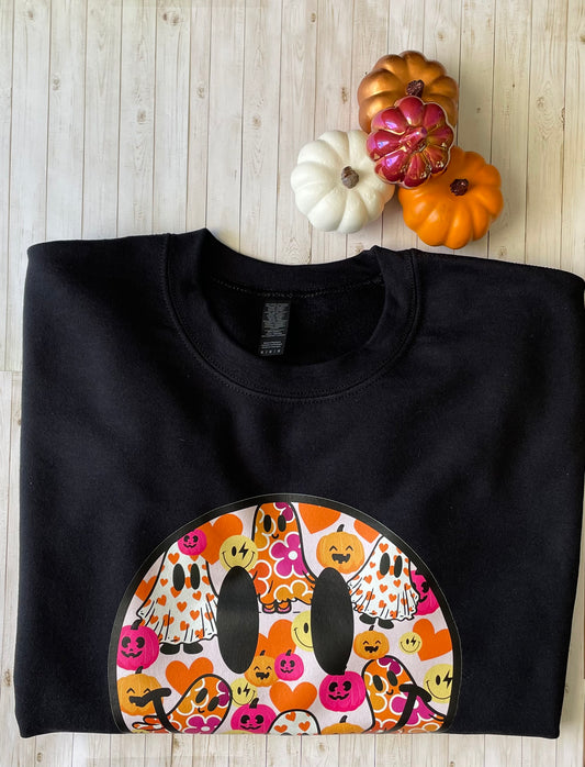 Groovy Ghost Happy Face Sweater