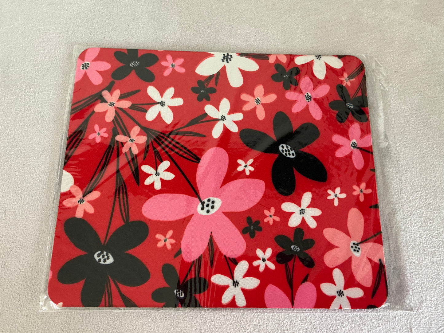 Red Pink and Black Daisies Mousepad