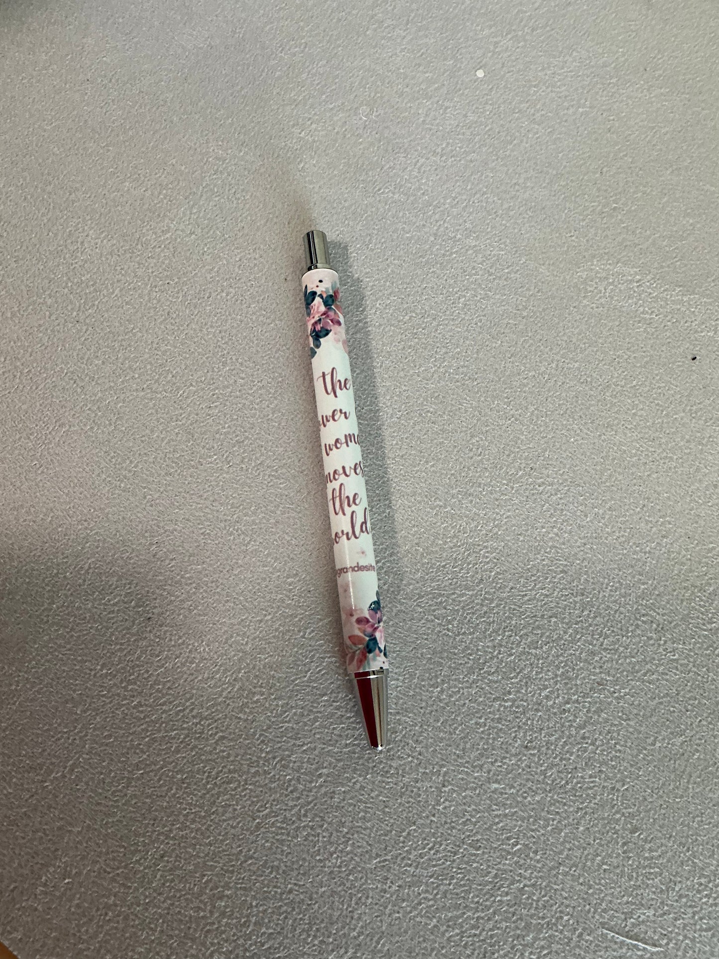 Floral black ink pen