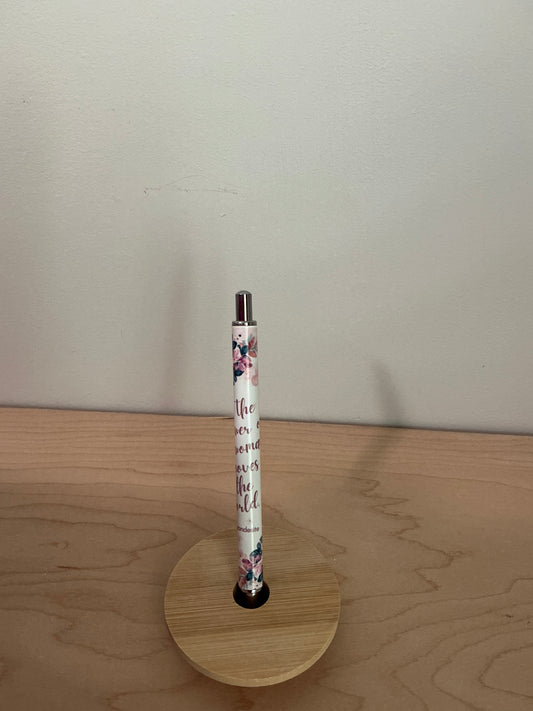 Floral black ink pen
